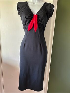 Pinup Couture - Black Wiggle Dress with Red Tie